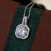 100% 925 pendentifs collier en argent pour femmes 2ct 8mm blanc/jaune/rose/vert CZ Zircon luxe Pierscionki bijoux chaîne colliers XDZ095