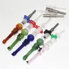 Kit de verre à fumer avec embouts en quartz Dab Straw Oil Rigs Silicone Pipes silicon nectar ash catcher