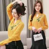 Spring Arrival Women Shirts Chiffon Long Sleeve Women's Tops and Blouses Pullover V-neck Embroidered Clothes 8225 50 210508