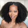 Mongólio Afro Kinky Curly Bob Rendas Front Human Human Wig Para As Mulheres Africanas Prejuídas 360 Perucas frontais V U Parte 16 polegadas 150% Densidade pronta para enviar