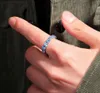 1-reihiger blauer CZ-Bling-Ring für Männer und Frauen, simulierte Diamanten, kubische Zirkonia, Mikropflaster, Hiphop-Schmuck, Größe 5–9