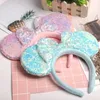 High-quality headband bowknot hairband dreamy colorful sequins Pink Blue Mouse ears children's hair accessories free ship 5pcs