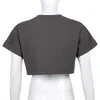Kawaii Stampa per lettere Top-shirt femminile con manica corta Donne estive Grigio T-scollo grigio camicia sciolta per ragazze femminina 210415