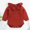 Baby Boy Girl Autumn Winter Clothes Long Sleeve Solid Color Knitted Warm Romper Jumpsuit Playsuit born 210816