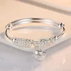Wholesale Fine Fashion Silver Color Charm Artificial Stone Bangle Ball Bell For Women Jewelry Wedding Gift