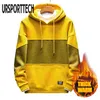 URSPORTTECH Yüksek Kaliteli Hoodies Erkekler Bahar Sonbahar Moda Rahat Uzun Kollu Streetwear Patchwork Kapşonlu Tişörtü 210813