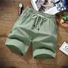 Pantaloncini 100% cotone Uomo Summer Solid Casual Cargo Plus Size 9XL Beach Linen Boardshort M-9XL 131 210806