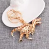 Metalen schattige strass-crystal dinosaurus-sleutelhanger metalen pailletten-dieraandrijving-veilige sleutelhanger sleutelhangers vrouwen auto tas hanger sieraden G1019