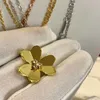 Brand Pure 925 Sterling Silver Jewelry For Women 3 Leaf Flower Neckalce Flower Pendant 60cm Clover Sakura Wedding Party ketting2743118