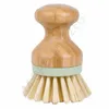 Bambou Mini brosse à récurer outils de cuisine poils de noix de coco Pot brosses vaisselle épurateur évier salle de bain ménage propre