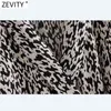 Kobiety Vintage Animal Texture Print Bow Widane Pantkirts Sukienka Femme Chic Casual Slim Vestido Retro Odzież DS4914 210420