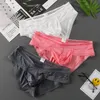 Mutande 3PC Biancheria intima da uomo Slip Ice Silk U Pouch Uomo Sexy Lingerie Mutandine estive a vita bassa 2021 Uomo Sea Satin