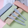 Wheat Straw Knife Fork Spoon Set Student Portable Tableware Box Cake Dessert Spoons Fruit Forks Travel 3Pcs/Set Tableware BH6160 TYJ