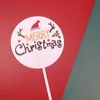 その他のお祝いパーティー用品メリークリスマスアクリルケーキトッパークリスマスの装飾装飾のための旗のかわいい鹿帽子カップケーキの旗