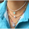 Chokers HangZhi 2022 Boho nasiona żywicy kolorowe koraliki barokowa perła wisiorek list wielowarstwowy komunikat naszyjnik dla kobiet biżuteria Llis22