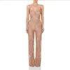 Summer Women Runway Bandage Jumpsuit Rompers Elegant Lace Spaghetti Strap Sexy Bodysuit Vestido Clubwear 210423