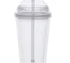 Gobelet en paille transparente pour l'extérieur avec bouteille à boire Double couvercle en acrylique dôme mur en plastique anti-fuite tasse eau KKB7523
