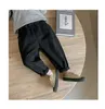 Spring Autumn boys fashion solid color casual pants mid waist Straight children Brushed trousers 210615