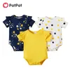 Sommar 3PCs Baby Girl Casual Floral Solid Polka Dots Rompers för 0-2Y Kortärmad Bomull Bodysuits 210528
