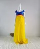 Prenses Cosplay Annelik Fotoğraf Sahipleri Uzun Elbise Mavi ve Sarı Şifon Gebelik Fotoğraf Çekimi Maxi Elbiseler X0902