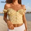 Sexy Backless Impressão Blusa Mulheres Ruffles Manga Curta Chic Camisa Botão Feminino Bodycon Bluses Verão Blusa 210508