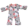 Automne hiver Gros bébé glaçage jambe à volants barboteuse moutarde prune olive paon Boutique né couleur unie robes de pyjama combinaison 211022