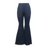 Tsuretobe Fashion Denim Flary Spodnie Retro Ripplate Dżinsy Szerokie spodnie nogi Lady Casual Bell-Bottoms Spodnie Kobieta 210809