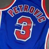 100% cousue Drazen Petrovic 92 93 Jersey Men XS-5XL 6xl Shirt Basketball Jerseys Retro NCAA