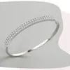 Women's 925 Sterling Silver Bangle Baby's Breath 2 Rows Shiny CZ Cubic Zircon Tennis Bracelet for gift