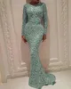 Maniche lunghe in oro sirena arabo arabo dubai abiti da ballo per le donne 2022 abiti da sera abiti da festa plus size abendkleider Robe de Soiree