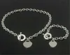 925 Silver Love Halskette Armband Set Hochzeit Statement Schmuck Herz Anhänger Halsketten Armreifen Sets 2 in 1 261o