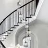 Modern Spiral Crystal Staircase Chandelier Luxury Retro LED Ceiling El Lobby Loft Living Room Lighting Pendant Lamps