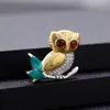 GEM'S BALLET Natural Garnet Agate Animal Pendant 925 Sterling Silver Cute Owl Brooch for Women Fine Jewelry