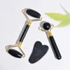 3Pcs Obsidian Sawooth Gesichts Massage Roller Silikon Kappen Gua Sha Werkzeug Sets Massager Akupunktur Schaben Heilstein Gesundheit Pflege werkzeuge