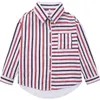Striped Shirts for Girls Autumn School Blouse Cotton Blue Red Stripe Clothes Fot Toddler Baby 9 To 10 Years Tops Fall 210622