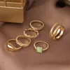 Ensemble de bagues larges en croix dorée pour femmes, bagues gothiques en pierre verte, tendance, bijoux féminins, 2021