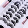 Magnetyczne rzęsy z zestawem do eyeliner 10 pary różne 3D 5d naturalny wygląd wielokrotnego użytku fałszywe rzęsy ciekłe eyeliner i pincety Nie potrzebne klej