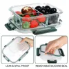 Storage Bottles & Jars Glass Meal Prep Containers 3 Compartment With Lid Lunch Food Box Color Airtight Bento BPA-Free