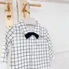 primavera bebé niño mameluco guapo camisa a cuadros traje de caballero 210702