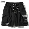 FOJAGANTO Summer Cargo Shorts Men Trend Brand Men's High Street Drawstring Knee Length Pants Print Casual Male 210716