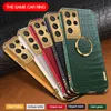 Luxury Crocodile Texture Leather Phone Case för Samsung A72 A52 A71 A51 A41 A21S A12 5G Metal Ring Holder Cover Stuffsäkert3719926
