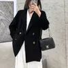 Zarif Siyah Blazer Kadınlar Kalınlaşmış Gevşek Tüm Maç Şık Ofis Lady Kadife Takım Elbise Ceket Rahat Blazers 210608