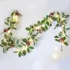 Dekorativa Blommor Kransar 2m LED Julsträng Ljus Röd Berry Garland Fairy Strängar för Bröllopsträd Hem Party Decor