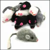 Cat Toys Real Rabbit Fur For Cat Toys Mouse With Sound 1Pc Mix Color Drop Delivery Hu01D