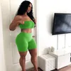 2023 Kvinnor Tvådelar Set Tracksuits Shorts Outfits Tight Sexy Strapless Top Small Bra Shorts Leisure Sports High Elasticity Suit Woman Clothes