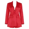 Ensemble de vêtements pour femmes Sexy Blazer rouge Manteaux Office Lady Deux pièces High Street Costumes courts 210527