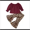 Set di abbigliamento Baby Kids Maternità Drop Delivery 2021 2Pcs Infant Baby Girl Tshirt Abiti a maniche lunghe Leopard Pants Clothes Set Wusxa