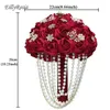 Kwiaty ślubne Eillyrosia Cream Biały Broszka Bukiet Bridal z perłami Tassel Satin Silk Róże Dostosowane Kolor Szybki