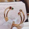 Hot Brand Pure 925 Sterling Silver Jewelry Women Trowe Ball Cuff Bangle Wedder Rose Gold Gemstone Gemstone Malachite Chalcedony