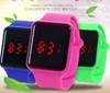 Good Sales Childrens Led Watch Creative Square Dial Fashion Luminous Watches Students Candy Colorful Jelly Electronic Digical Wristwatches